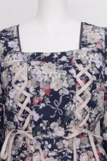 画像4: axes femme / フレーズローズ柄ワンピース  ネイビー S-26-08-06-044-AX-OP-HR-ZS (4)