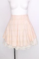 画像1: Secret Honey / リボンチェックスカート  ピンクベージュ S-26-08-06-1021-CA-SK-AS-ZS (1)