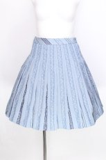 画像1: Jane Marple / Ribbon jacquard stripe 2Faceスカート  ブルーグレイ S-26-08-06-1024-JM-SK-HR-ZS (1)