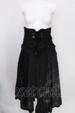 画像1: Ozz oneste / 花ｘ扇プリントコルセットスカート  黒 S-26-08-06-060-OO-SK-HR-ZS (1)