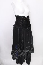 画像3: Ozz oneste / 花ｘ扇プリントコルセットスカート  黒 S-26-08-06-060-OO-SK-HR-ZS (3)