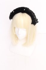 画像1: m petit by misako / ファーパールヘッドドレス  黒 S-26-08-06-012-LO-AC-HR-ZS (1)