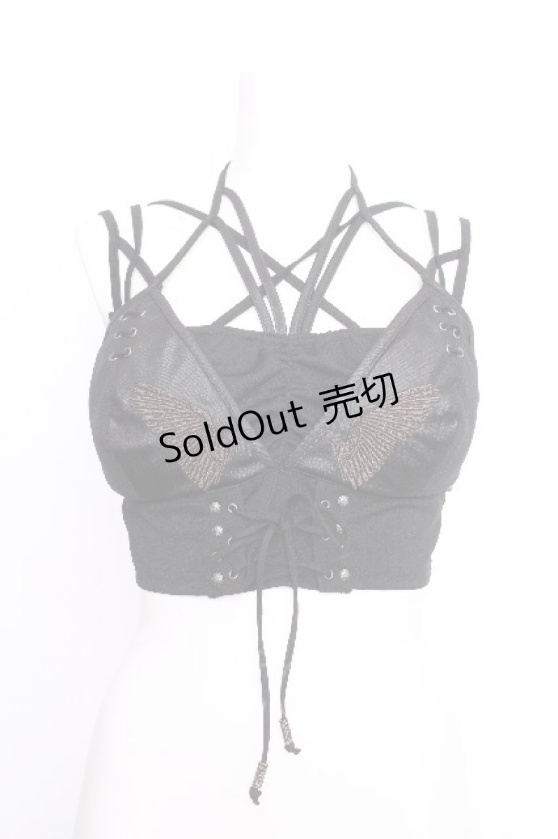 画像1: Rozen Kavalier / 羽根刺繍ブラトップ  黒 S-26-08-06-022-OO-TO-HR-ZS (1)