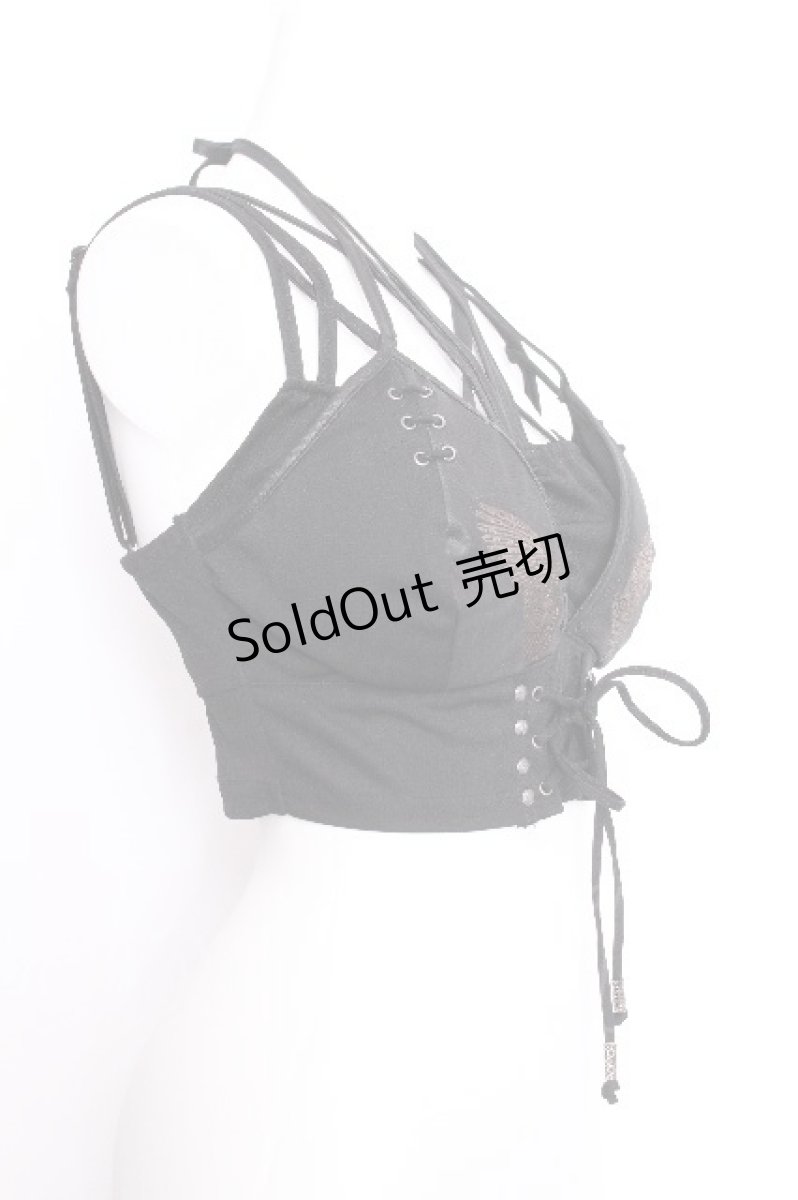 画像2: Rozen Kavalier / 羽根刺繍ブラトップ  黒 S-26-08-06-022-OO-TO-HR-ZS (2)