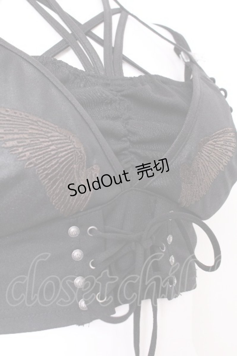 画像4: Rozen Kavalier / 羽根刺繍ブラトップ  黒 S-26-08-06-022-OO-TO-HR-ZS (4)