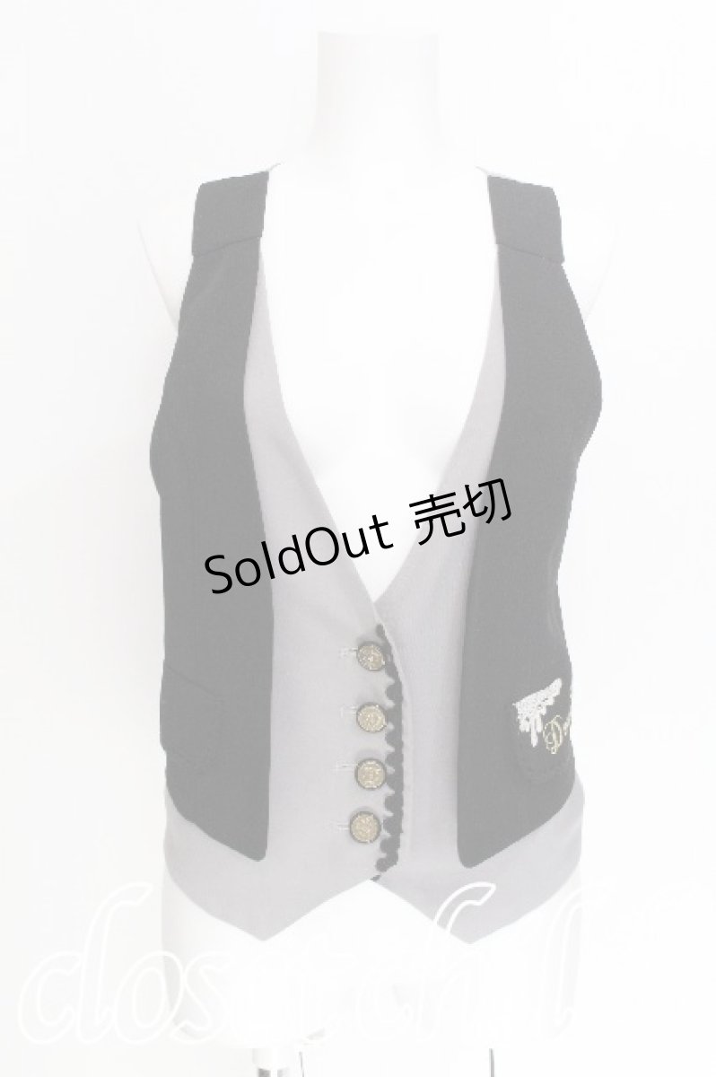 画像1: axes femme POETIQUE / ハートチョコ刺繍重ね着風ベスト  黒ｘグレー S-26-08-08-023-AX-TO-HR-ZS (1)