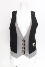 画像1: axes femme POETIQUE / ハートチョコ刺繍重ね着風ベスト  黒ｘグレー S-26-08-08-023-AX-TO-HR-ZS (1)