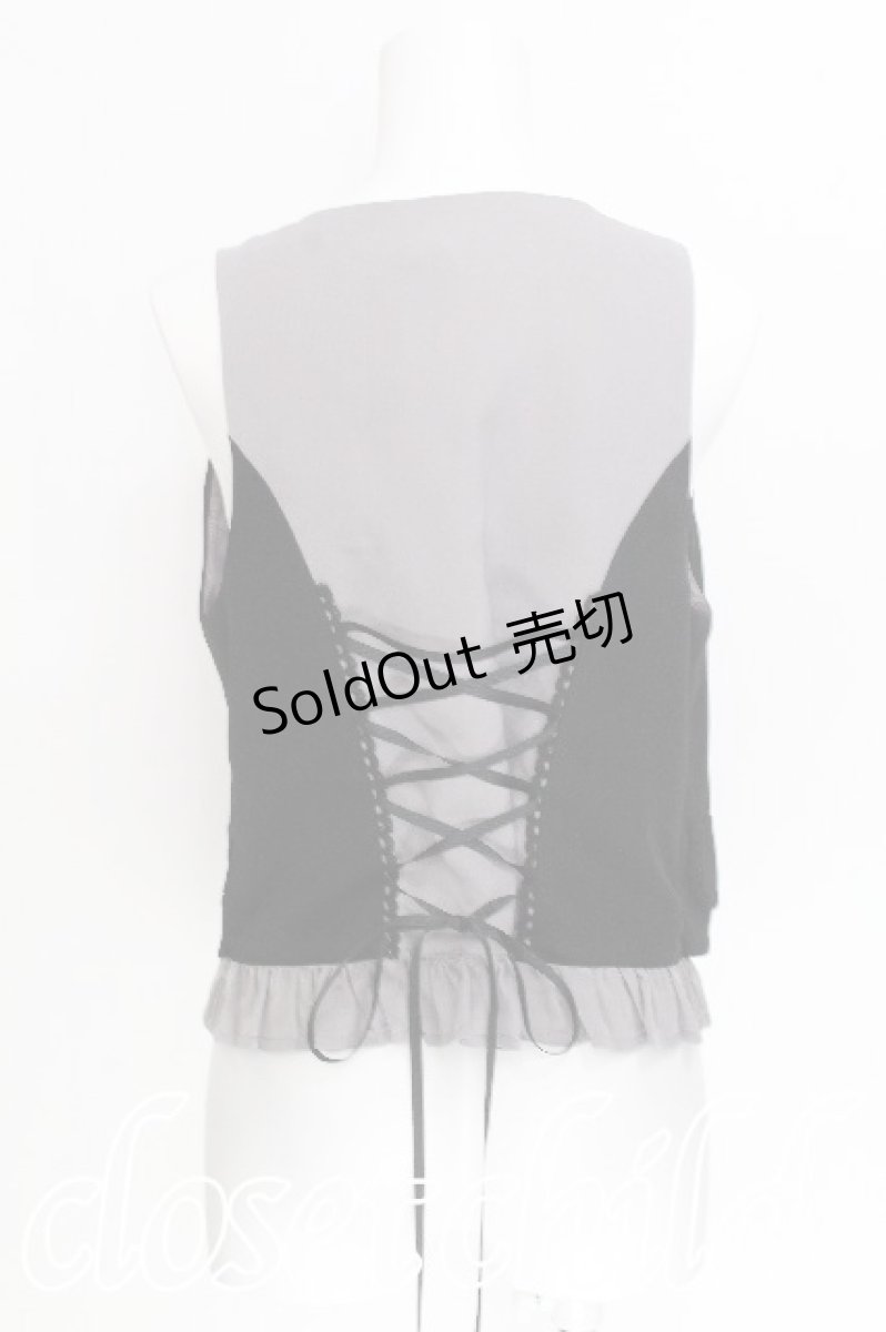 画像2: axes femme POETIQUE / ハートチョコ刺繍重ね着風ベスト  黒ｘグレー S-26-08-08-023-AX-TO-HR-ZS (2)