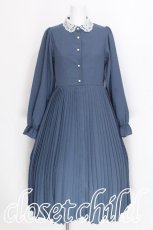 画像1: m petit by misako / AM*レースエリプリーツワンピース M ブルー S-26-08-08-030-LO-OP-HR-ZS (1)