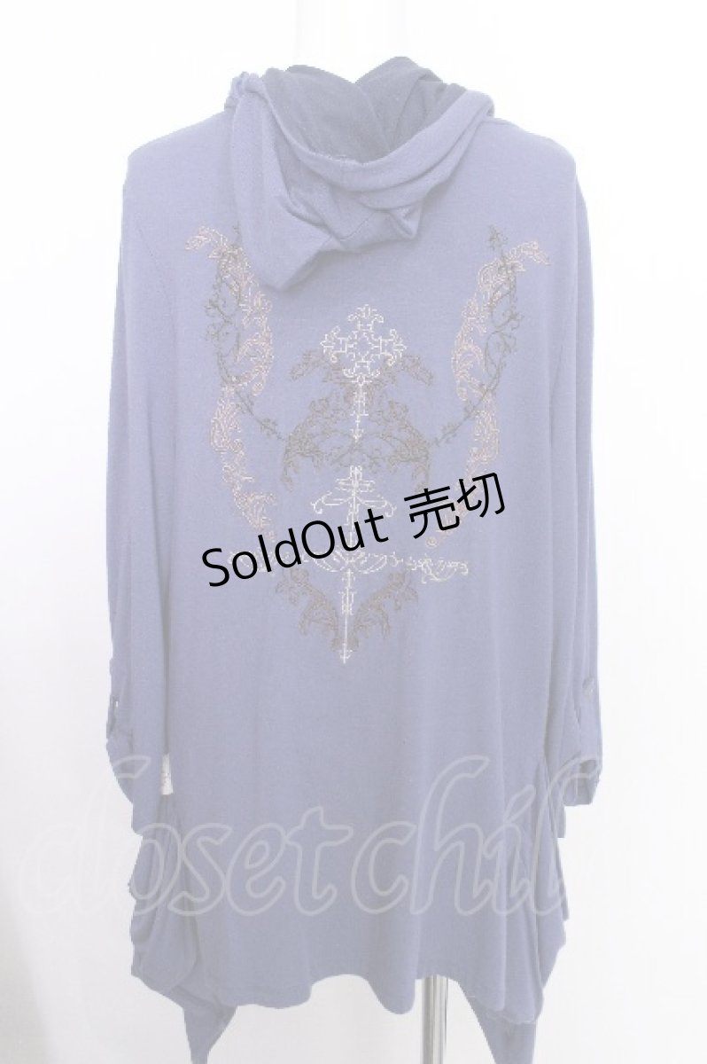 画像2: Rozen Kavalier / クロス風刺繍フードロングカーディガン  青ＸブラウンＸグレー S-26-08-09-043-OO-TO-SA-ZS (2)