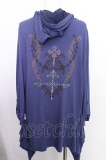 画像2: Rozen Kavalier / クロス風刺繍フードロングカーディガン  青ＸブラウンＸグレー S-26-08-09-043-OO-TO-SA-ZS (2)