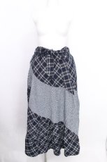 画像1: axes femme / チェック柄エスカルゴスカート  紺 S-26-08-09-049-AX-SK-AS-ZS (1)