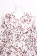 画像3: evelyn / 花柄シャーリングワンピース  シロ×ブラウン S-26-08-09-011-LO-OP-SZ-ZS (3)