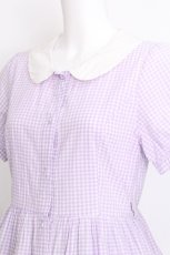画像3: F i.n.t / 貝殻刺繍ギンガムワンピース  紫ｘ白 S-26-08-09-018-CA-SK-HR-ZS (3)