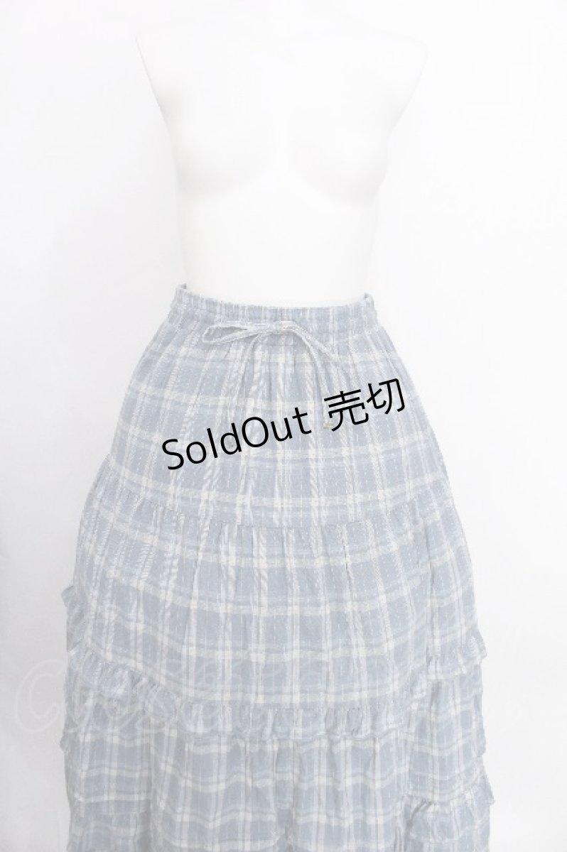 画像1: axes femme / チェックティアードスカート  サックス S-26-08-10-047-AX-SK-HR-ZS (1)