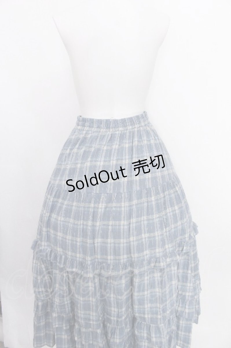 画像2: axes femme / チェックティアードスカート  サックス S-26-08-10-047-AX-SK-HR-ZS (2)