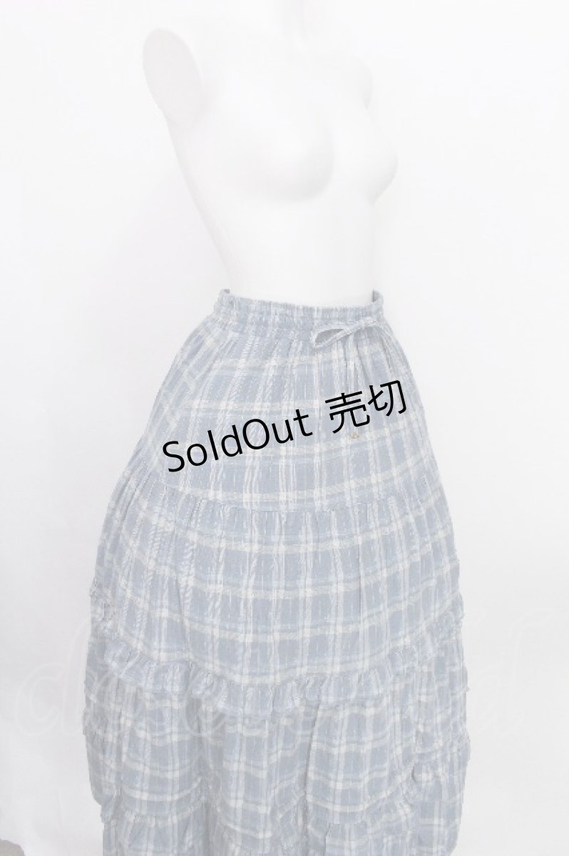 画像3: axes femme / チェックティアードスカート  サックス S-26-08-10-047-AX-SK-HR-ZS (3)