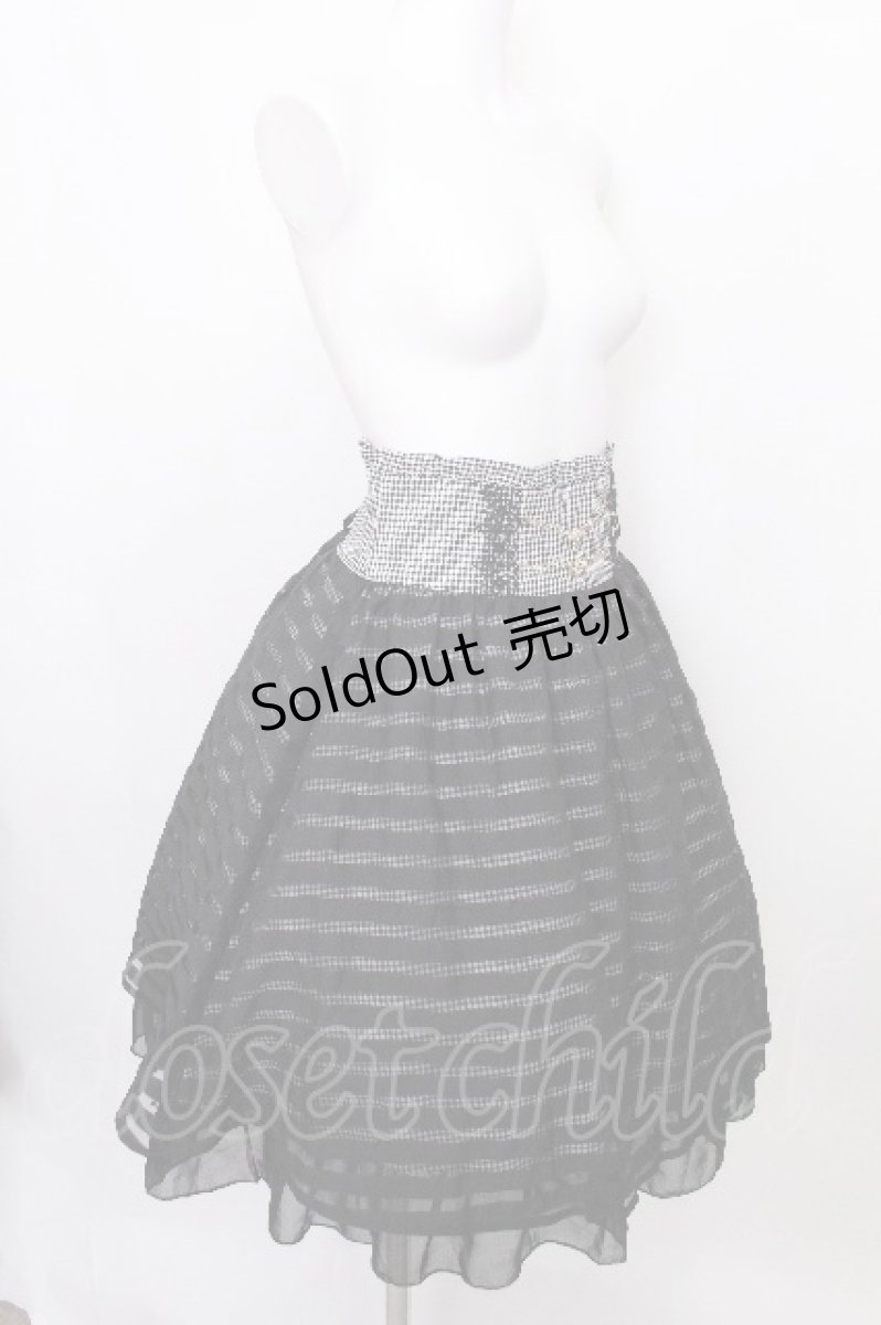 画像3: axes femme kawaii / 透けボーダーハイウエストスカート  黒ｘ白 S-26-08-10-053-AX-SK-AS-ZS (3)