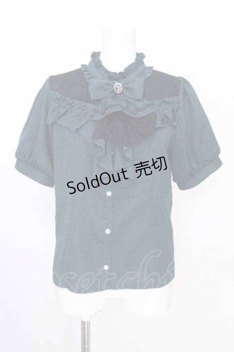 画像1: axes femme / リボン×ジャボブローチブラウス  グリーン S-26-08-10-008-AX-BL-HR-ZS (1)