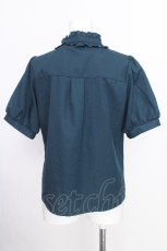 画像2: axes femme / リボン×ジャボブローチブラウス  グリーン S-26-08-10-008-AX-BL-HR-ZS (2)