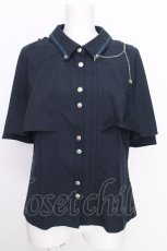 画像1: axes femme POETIQUE / バックレースアップロングブラウス  ブルー S-26-08-10-009-AX-BL-HR-ZS (1)