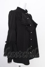 画像3: axes femme / フロントフリル姫袖風ブラウス  黒 S-26-08-10-010-AX-BL-HR-ZS (3)