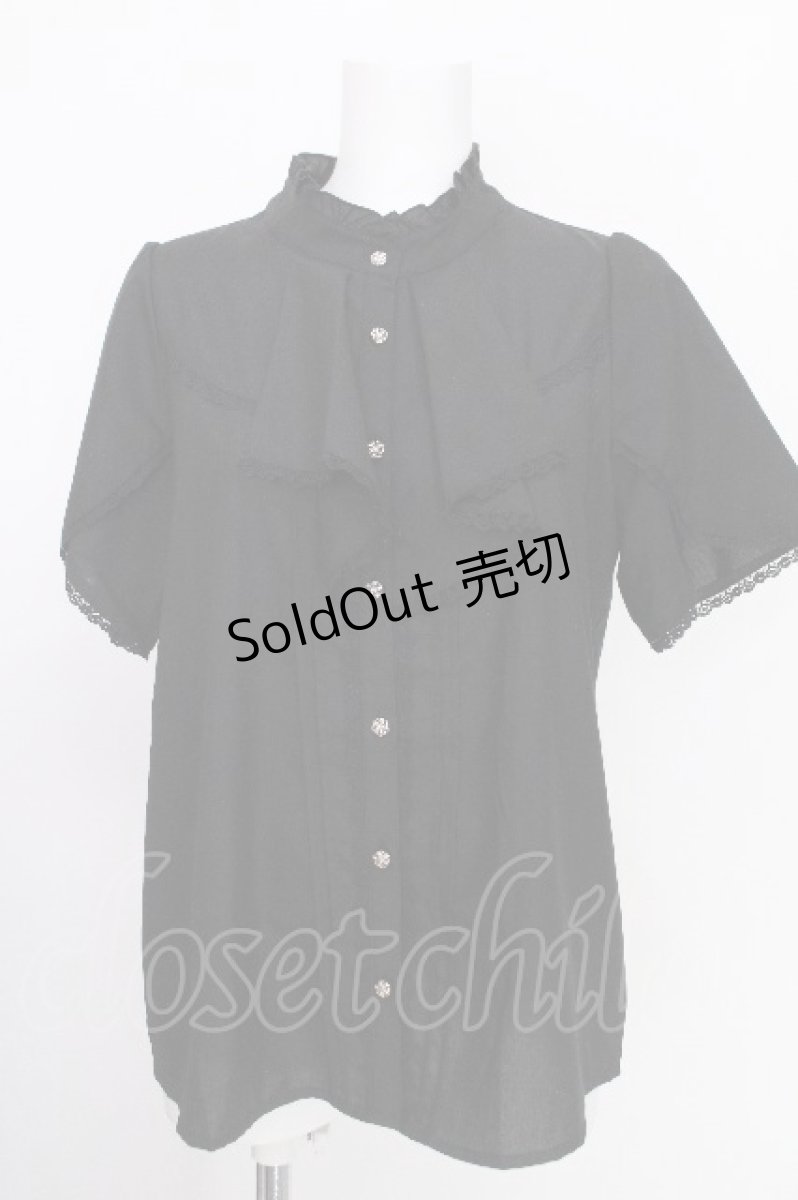 画像1: axes femme / 綿混ラッフルフリルブラウス  黒 S-26-08-10-012-AX-BL-HR-ZS (1)