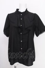 画像1: axes femme / 綿混ラッフルフリルブラウス  黒 S-26-08-10-012-AX-BL-HR-ZS (1)