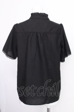 画像2: axes femme / 綿混ラッフルフリルブラウス  黒 S-26-08-10-012-AX-BL-HR-ZS (2)