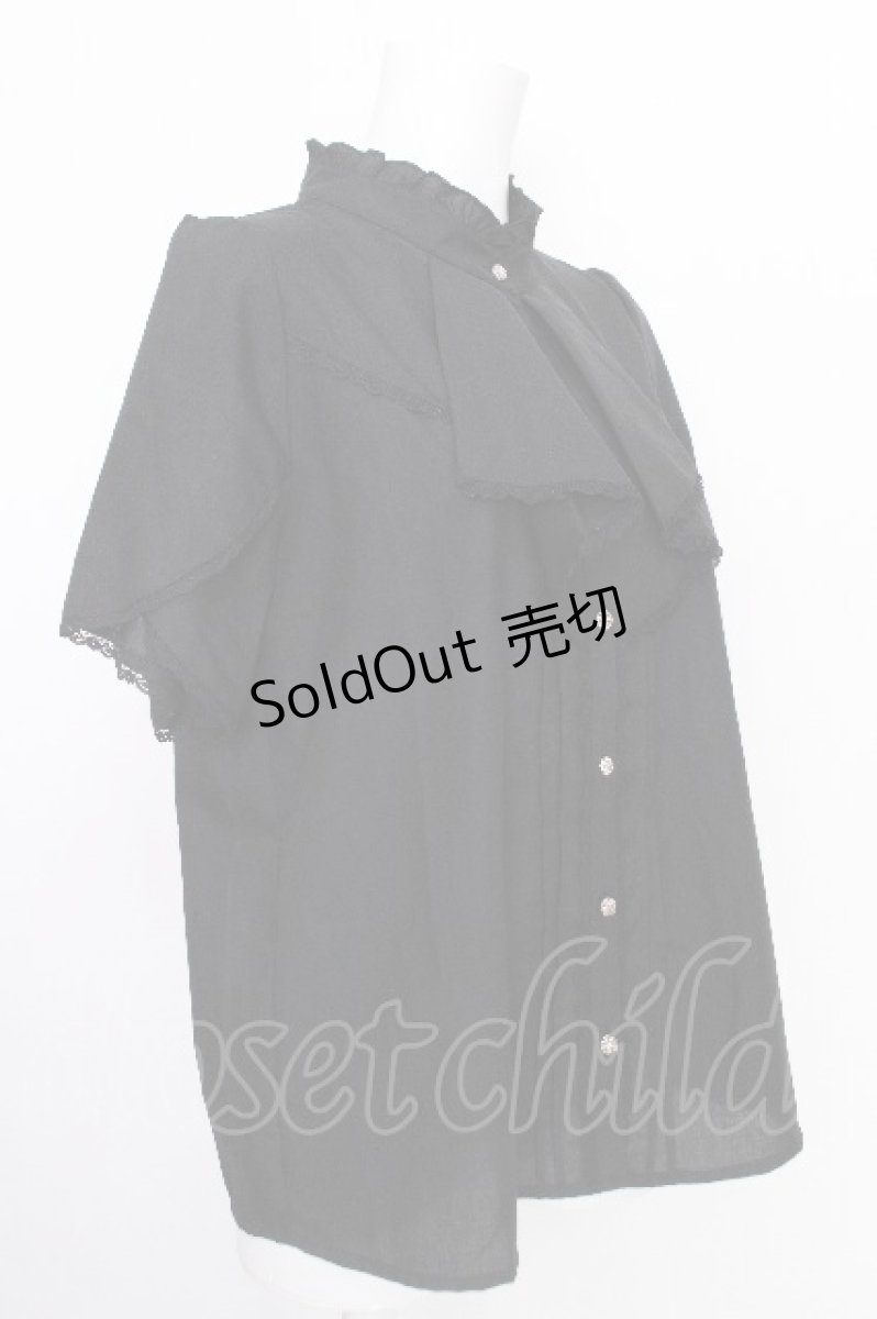 画像3: axes femme / 綿混ラッフルフリルブラウス  黒 S-26-08-10-012-AX-BL-HR-ZS (3)