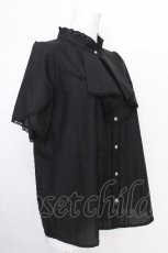 画像3: axes femme / 綿混ラッフルフリルブラウス  黒 S-26-08-10-012-AX-BL-HR-ZS (3)