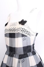 画像3: Melody BasKet / Melody Block Checkジャンパースカート  黒ｘオフ S-26-08-11-029-LO-OP-AS-ZS (3)