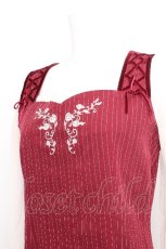 画像3: axes femme POETIQUE / 刺繍入りストライプワンピース  ワイン S-26-08-11-043-AX-OP-AS-ZS (3)
