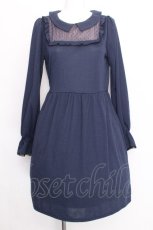 画像1: axes femme / /デコルテレース切替ワンピース  紺 S-26-08-11-046-AX-TO-HR-ZS (1)