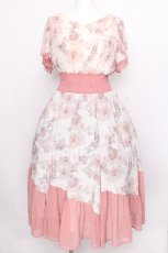 画像1: axes femme / ぼかし柄配色ワンピース  ピンクｘ白 S-26-08-11-005-AX-OP-HR-ZS (1)