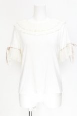 画像1: axes femme POETIQUE / プリーツフリル襟カットプルオーバー  白 S-26-08-13-003-AX-TO-AS-ZS (1)