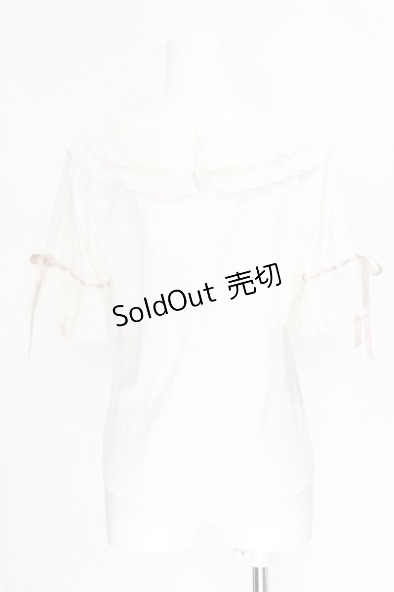 画像2: axes femme POETIQUE / プリーツフリル襟カットプルオーバー  白 S-26-08-13-003-AX-TO-AS-ZS (2)