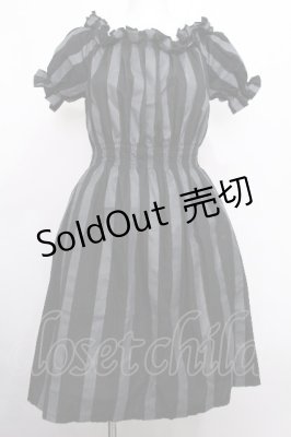 Preview of ストライプシャーリングワンピース  黒ｘグレー