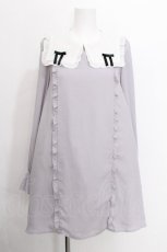 画像1: Ank Rouge / Aラインフリルワンピース  グレーｘ白 S-26-08-13-1033-CA-OP-HR-ZS (1)