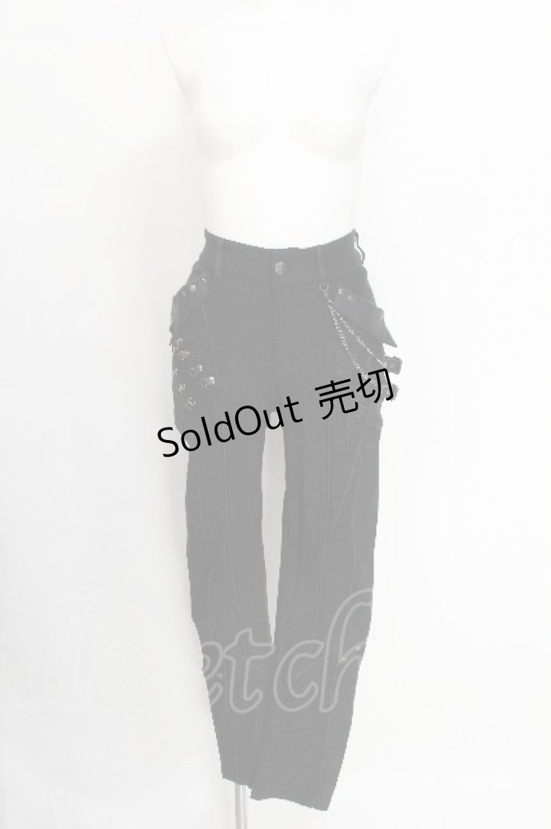 画像1: Ozz Croce / サイド2連ベルトデザインパンツ  黒 S-26-08-13-1060-OO-PA-HR-ZS (1)