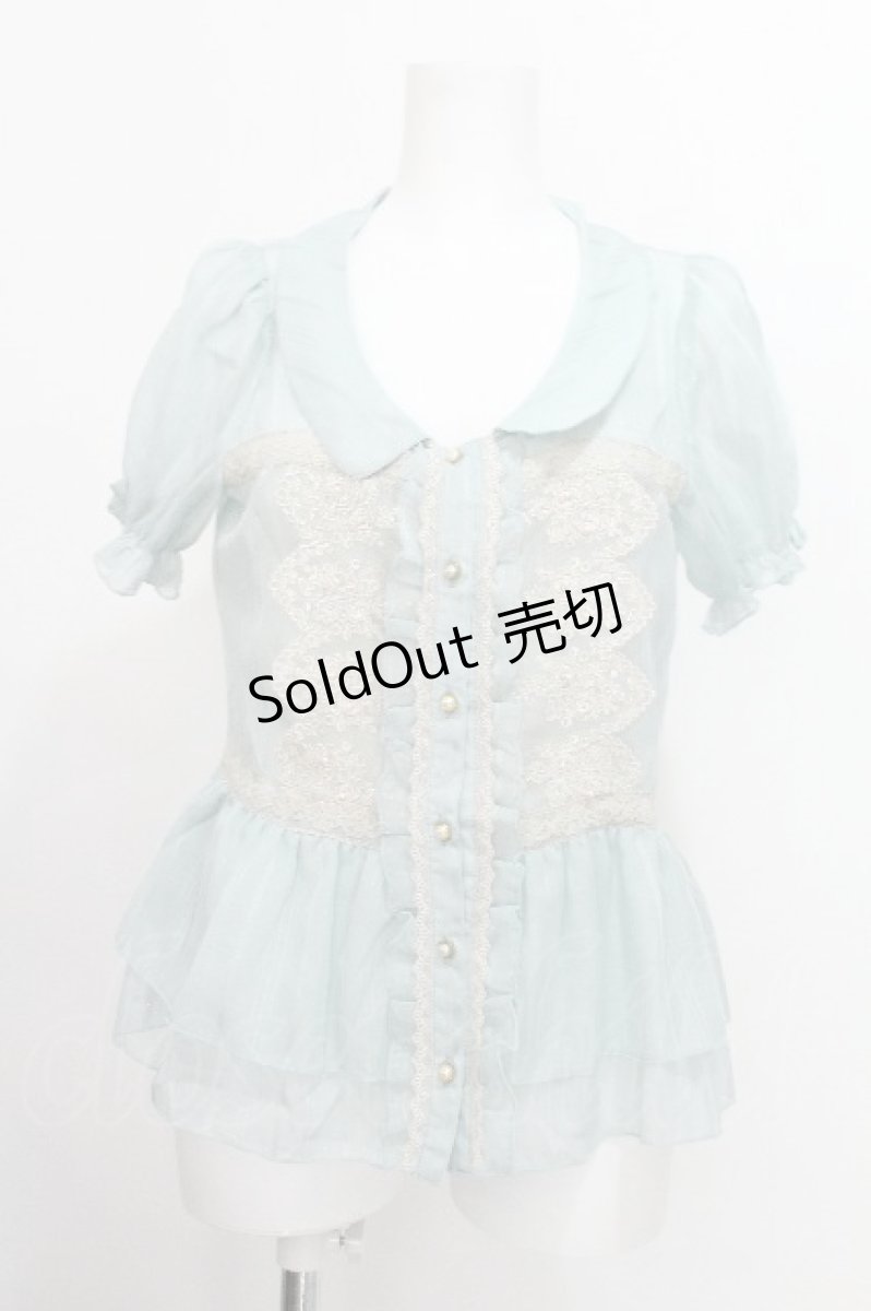 画像1: axes femme / レースデザインブラウス  グリーン S-26-08-13-1021-AX-BL-AS-ZS (1)