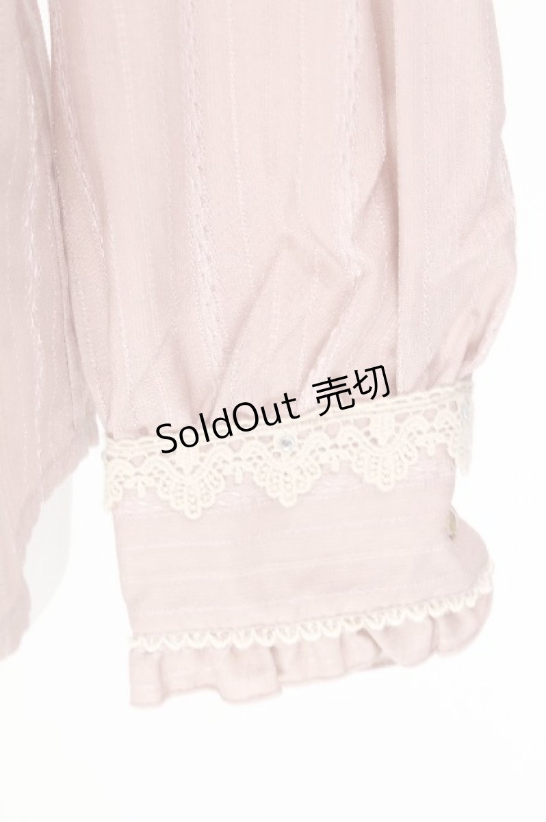 画像4: axes femme / タイ付きストライプJQブラウス  ピンク S-26-08-13-008-AX-BL-HR-ZS (4)