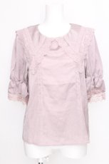 画像1: axes femme POETIQUE / ビッグセーラー襟半袖ブラウス  ピンク S-26-08-13-010-AX-BL-AS-ZS (1)