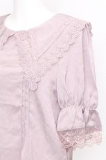 画像3: axes femme POETIQUE / ビッグセーラー襟半袖ブラウス  ピンク S-26-08-13-010-AX-BL-AS-ZS (3)