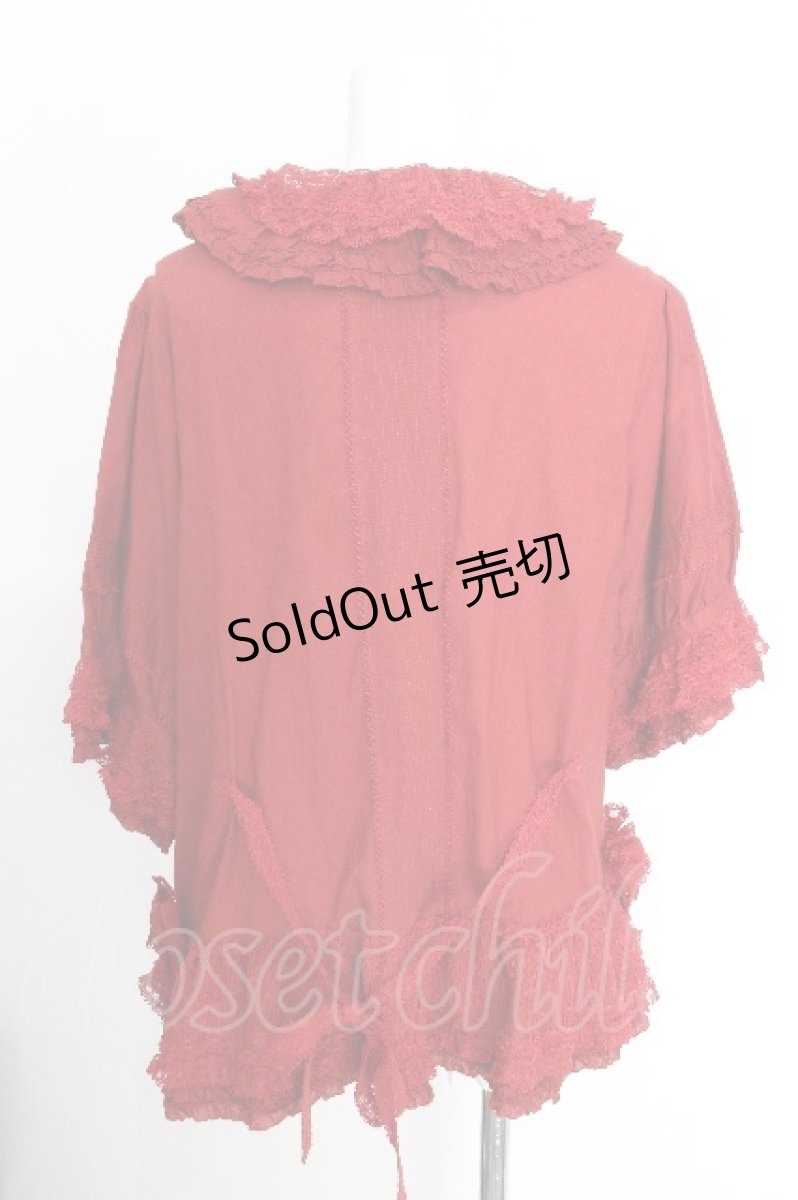 画像2: PINK HOUSE / ポルカドットチュール半袖ブラウス  赤 S-26-08-14-014-LO-BL-SA-ZS (2)