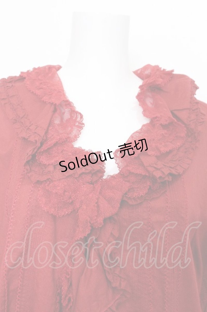画像4: PINK HOUSE / ポルカドットチュール半袖ブラウス  赤 S-26-08-14-014-LO-BL-SA-ZS (4)