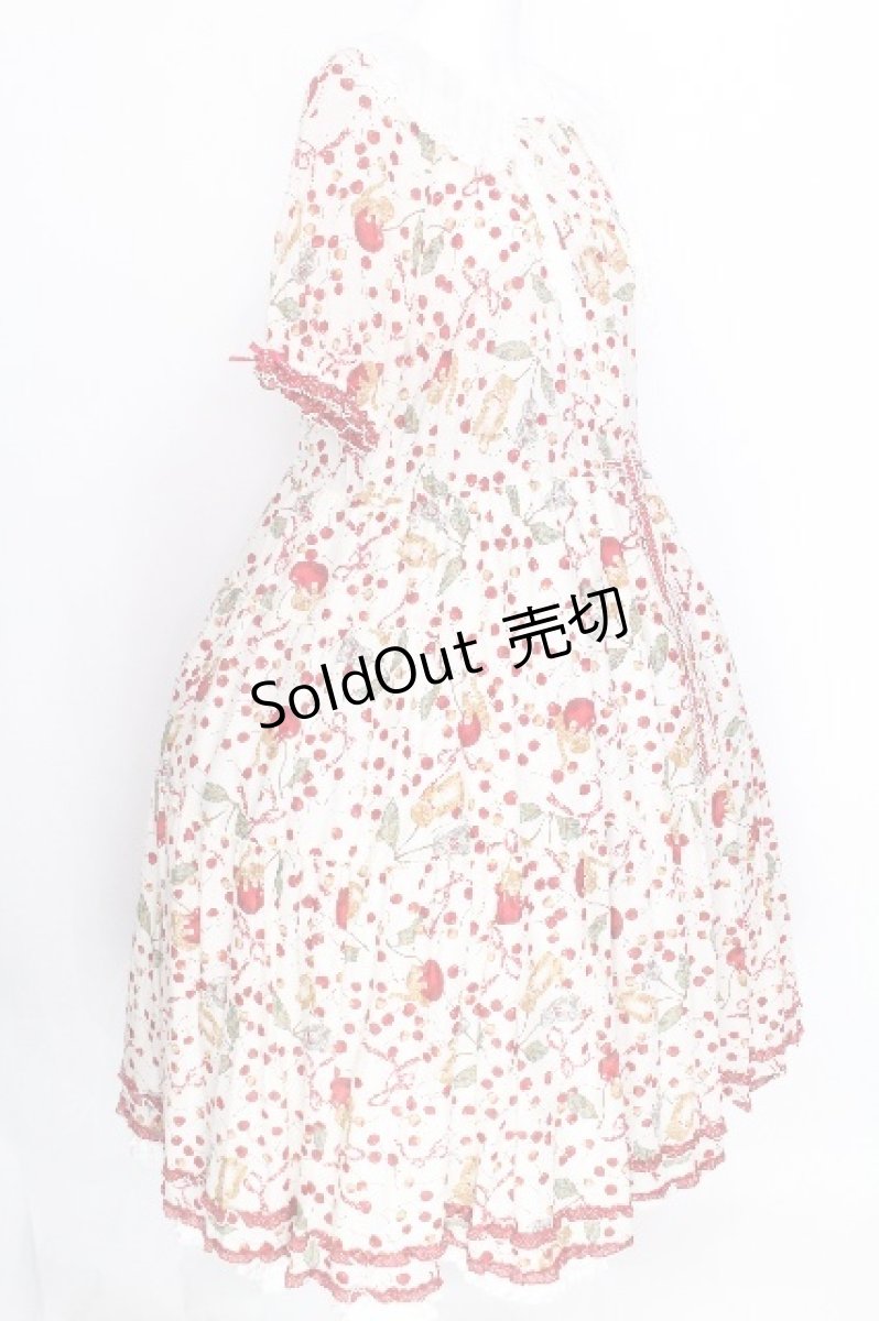 画像3: PINK HOUSE / キャットチェリードロップ柄ミディワンピース  オフ S-26-08-14-026-LO-OP-AS-ZS (3)