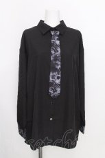 画像1: NieR Clothing / 切替長袖シャツ  黒 S-26-08-18-017-PU-BL-HR-ZS (1)