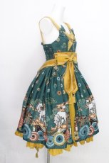 画像2: metamorphose / 暁の夢幻灯火 タックジャンパースカート 1 深碧(Jasper Green) S-26-08-21-027-ME-OP-HR-ZS (2)