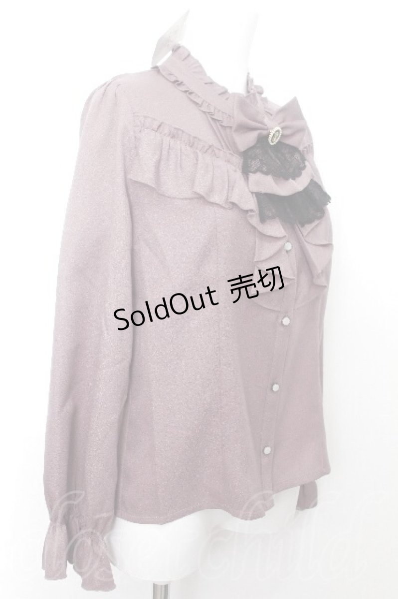画像2: axes femme / リボン×ジャボブローチ付ブラウス M ピンク S-26-08-21-029-AX-BL-AS-ZS (2)